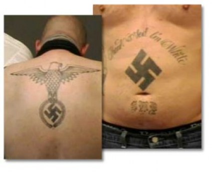 "Thank God I'm White", swastikas, and other messages about the white race being superior to other ethnic groups are signs of White supremacist groups.